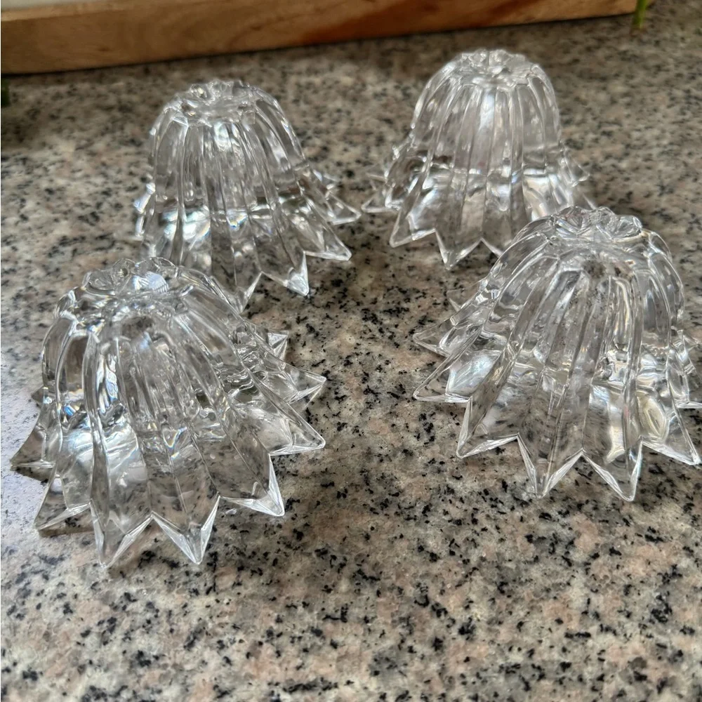 Crystal Taper Candle holder set of 4 Lotus Starburst Shape